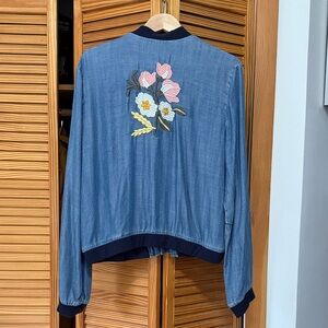 Velvet Heart embroidered Blue-jean (thin) material Bomber Jacket
